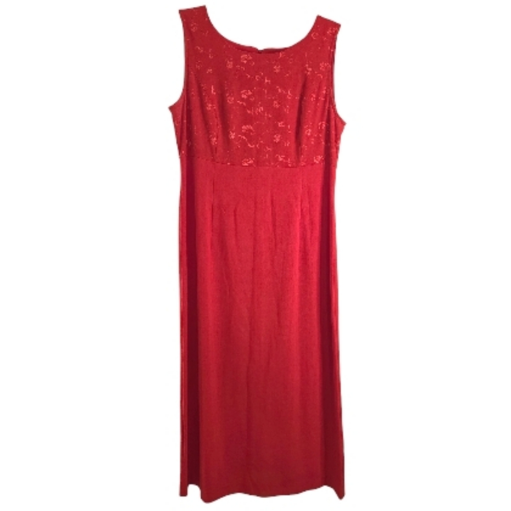 Red Embroidered Top Sag Harbor Midi Dress